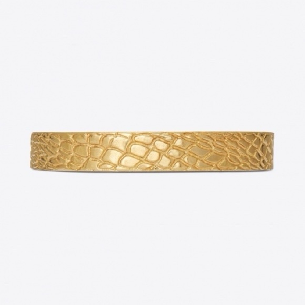 YSL Golden bass logo carved Medium size open cuff bracelet